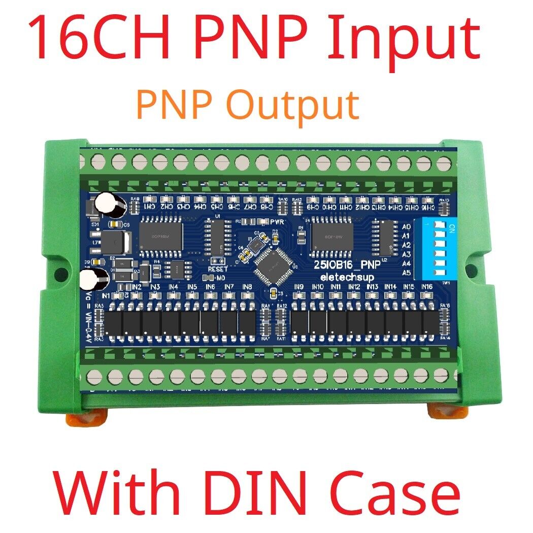 25IOA08 25IOB16 25IOC32 8-32 DI-DO PNP to PNP RS485 Modbus Rtu Remote IO Module DC 12-24V 300MA DMOS PNP