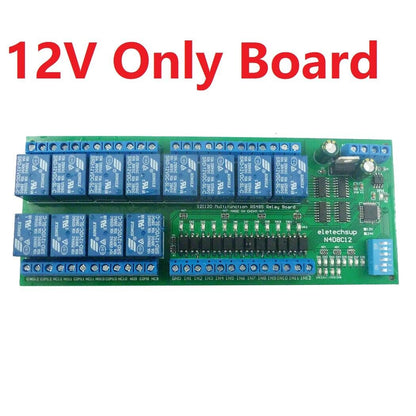 N4D8C12 12ch Digital IO UART RS485 Relay Module Modbus RTU DIN35 C45 Rail Box PLC PTZ