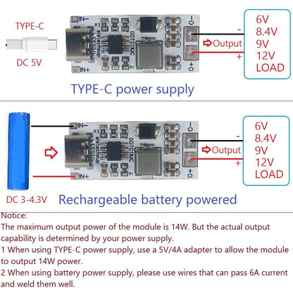 DDTC11UC 3.5A USB C TYPE-C to DC 6V 8.4V 9V 12V Step-Up DC-DC Boost Converter Power Suppl