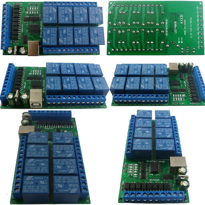 UD74B08 DC 12V 24V 8ch IO Digital Collector USB COM Serial Port UART Relay