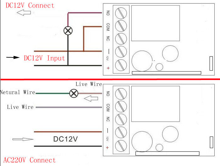 DC12V Momentary Toggle Latch Large Power Wireless Remote Control Relay Switch