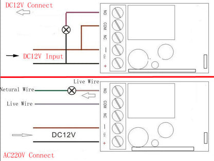 DC12V Momentary Toggle Latch Large Power Wireless Remote Control Relay Switch