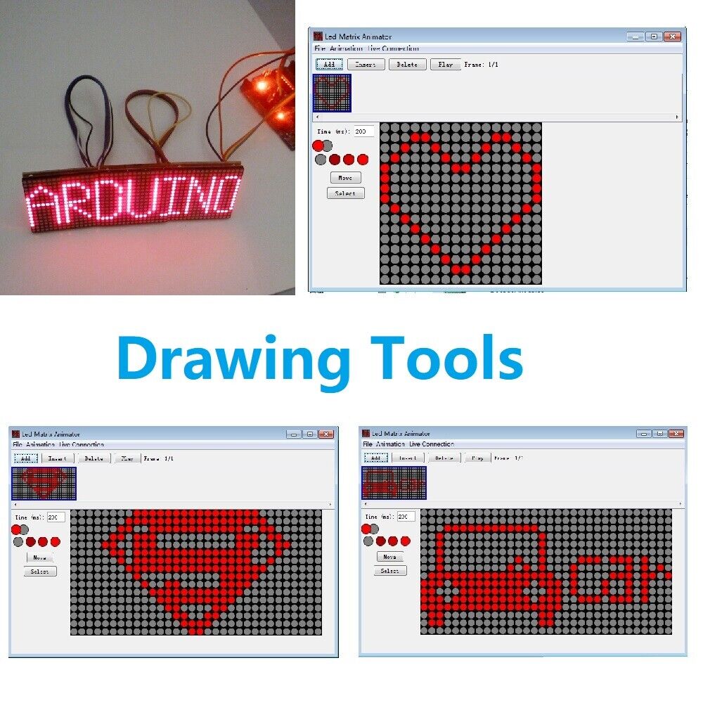 DM42A16 with ARDUINO sketch 16x16 Matrix Dot Red mini LED Display for MEGA DUE