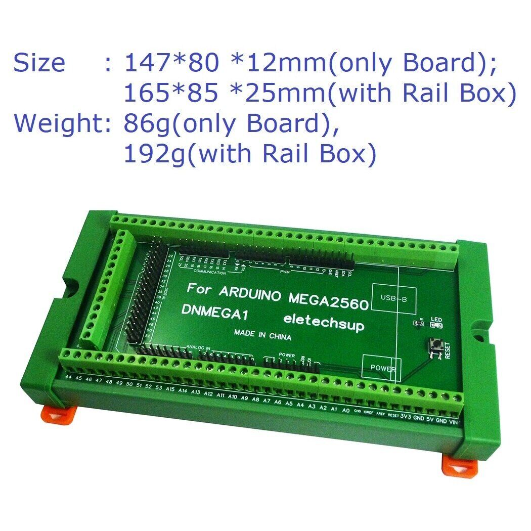 DNMEGA1 DIN Rail Mount Screw Terminal Block Adapter Module for Arduno MEGA2560 R3