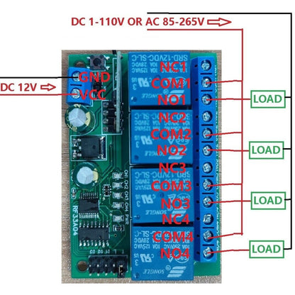 RF33A04 4 to 1 433MHz RF Rolling Code Encoder Decoder Transmitter RF33 Light Control