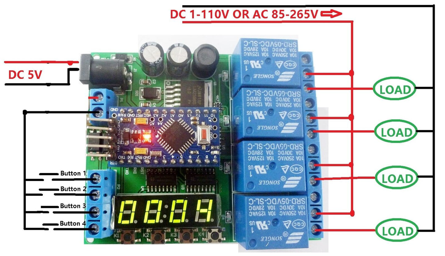 IO22C04 4CH 4 Bit LED Pro mini PLC for Arduino  Cycle Delay Time Switch Control