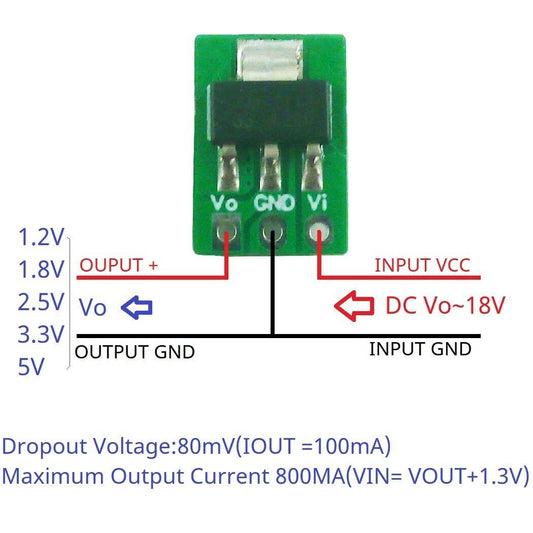 LO1117MB Tiny Out 1A 1.2V 1.8V 2.5V 3.3V 5V 80MV Drop Voltage 60uA Standby Step-Down Buck