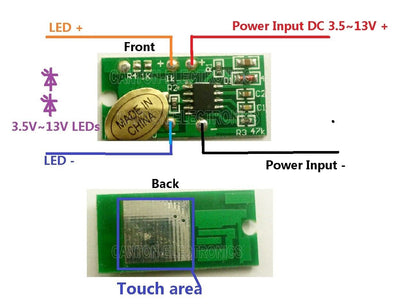 DC 1.2W White LED light or 1x 3.5-5V 2A Touch Switch LED Driver Controller