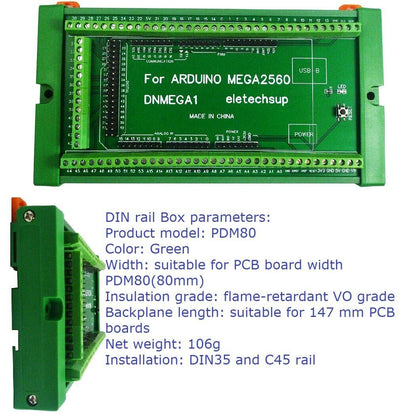 DNMEGA1 DIN Rail Mount Screw Terminal Block Adapter Module for Arduno MEGA2560 R3