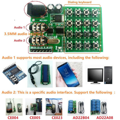 AE11A04 Keypad DTMF MT8870 Generator Audio Encoder + 4 Channels Decoder Relay