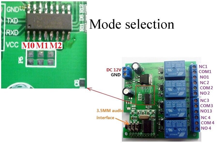 AE11A04 Keypad DTMF MT8870 Generator Audio Encoder + 4 Channels Decoder Relay