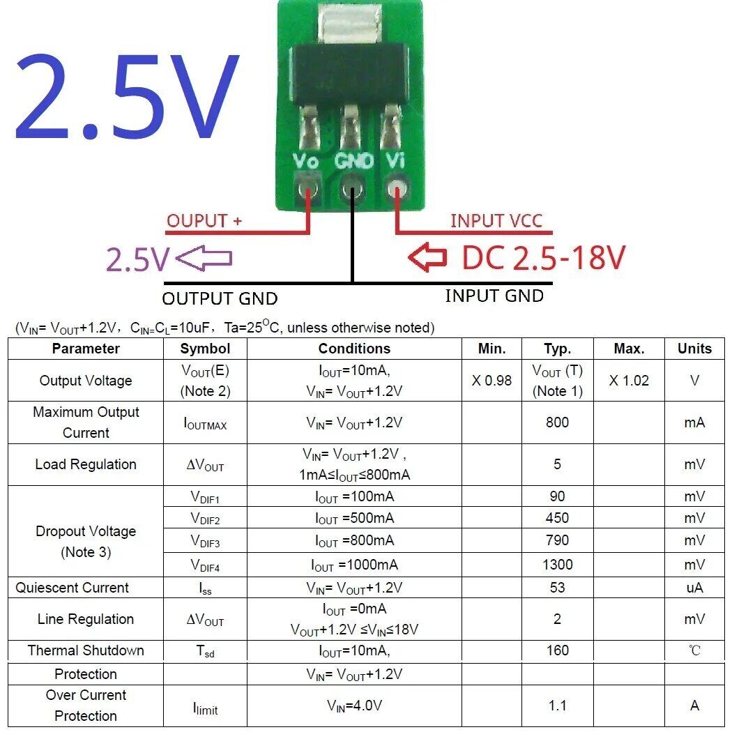 LO1117MB Tiny Out 1A 1.2V 1.8V 2.5V 3.3V 5V 80MV Drop Voltage 60uA Standby Step-Down Buck