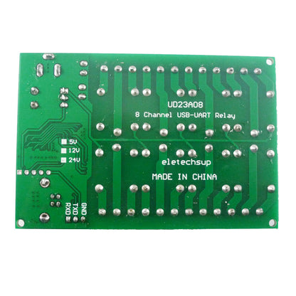 UD23A08 USB TTL232 UART PC MCU COM Relay CH340 WIN10 Linux MAC 8ch DC 5V 12V 24V