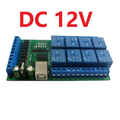 UD74B08 DC 12V 24V 8ch IO Digital Collector USB COM Serial Port UART Relay