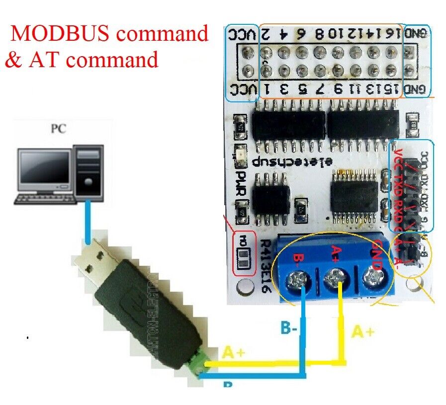 R413E16 RS485 Relay 16ch Multifunction NPN PNP IO Control Core Board Modbus Rtu Module