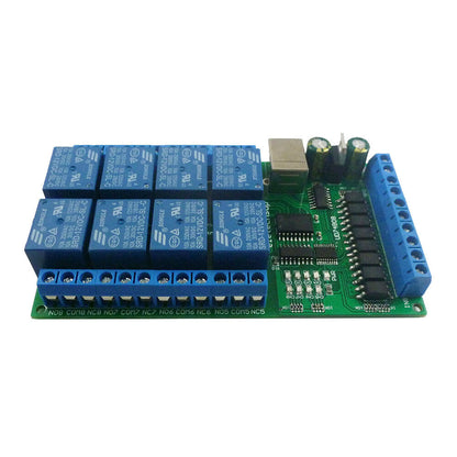 UD74B08 DC 12V 24V 8ch IO Digital Collector USB COM Serial Port UART Relay