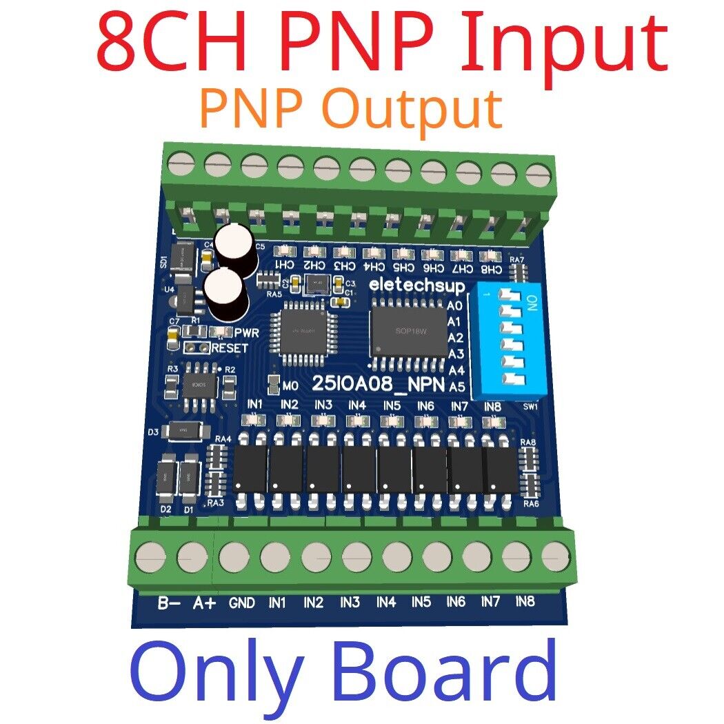 25IOA08 25IOB16 25IOC32 8-32 DI-DO PNP to PNP RS485 Modbus Rtu Remote IO Module DC 12-24V 300MA DMOS PNP
