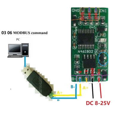 N46IB02 2ch DC 12V 4-20MA Current Analog Acquisition ADC module RS485 Modbus RTU Board