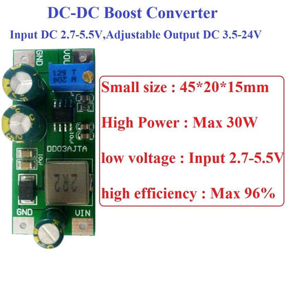 DD03AJTA 6A DC 3.3V 3.7V to 5V 6V 9V 12V 15V 24V DC-DC Boost Converter Module LED IP PTZ