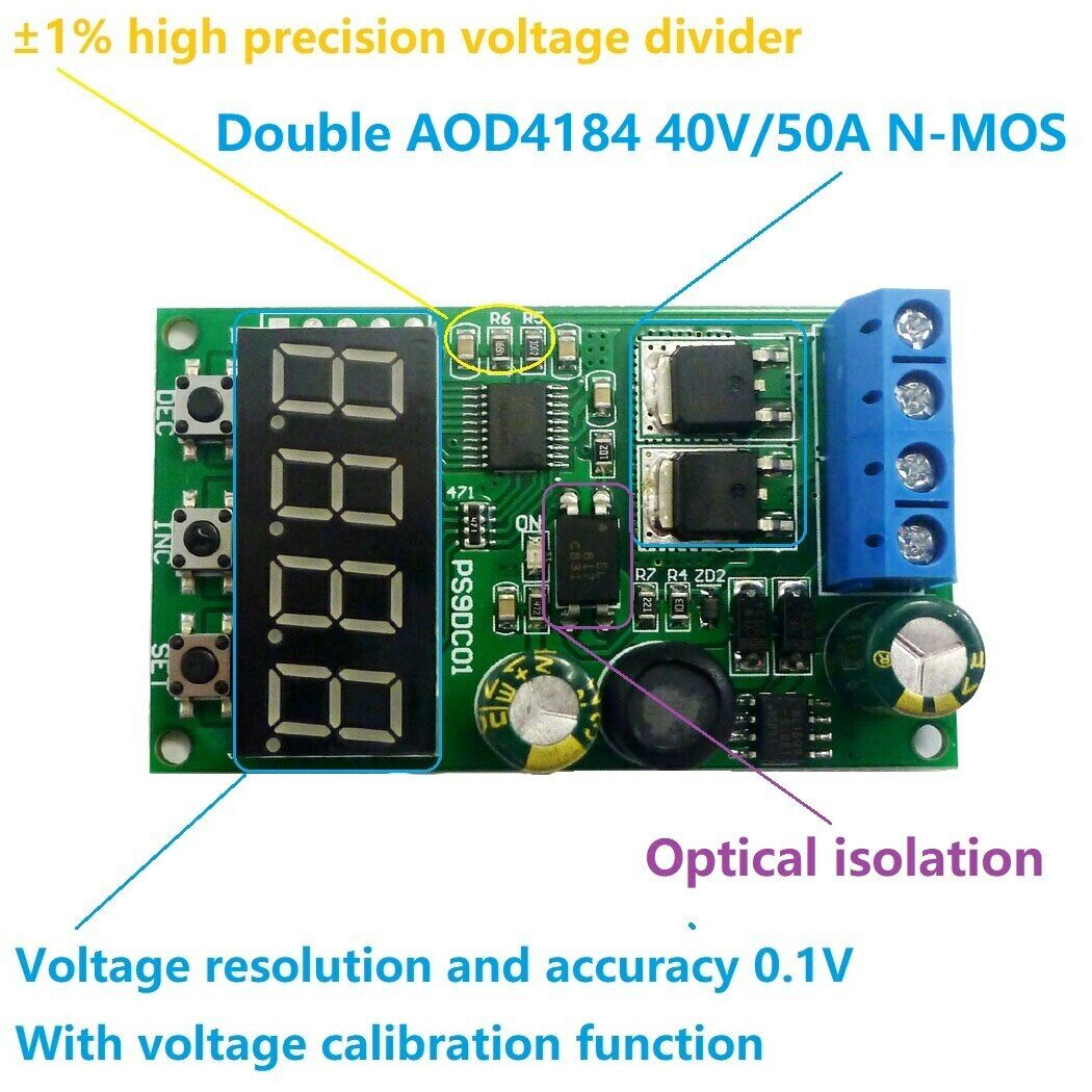 PS9DC01 10A DC 6-30V  Battery Discharge Multipurpose Protector Module for Lead-acid UPS