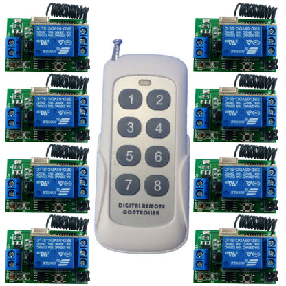 CE033A 12V 1CH 433mhz Delay Relay Receiver Pt2262 Module 8Buttons EV1527 Remote Control