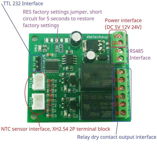 NTROA02 2AI-2DO NTC Relay RS485 RS232(TTL) AnalogTemperature Input Relay Output NTROA02