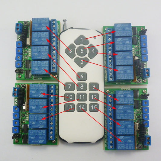 RF22A04 433M 1TX+ 4 RX ASK RF Wireless Adjustable Delay Time LED Bulb Motor Controller