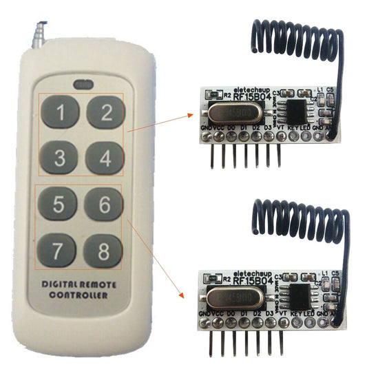 RF15B04 1 Buttons RF Wiress Control 2 Rooms 135uA Low Power -117dBm 4 Roads Decoder
