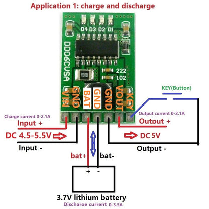 DD06CVSA 5V/2A Charge/Discharge/Boost/Protection 3.7V 4.2V Battery DC-DC Diy Module