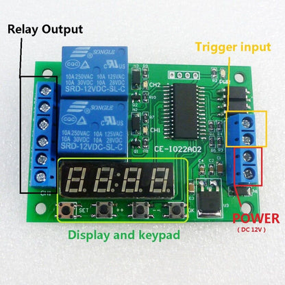 IO22A02 12V 2Ch multi-function Delay Relay Timer Control Switch LED PLC Home Lamp Motor