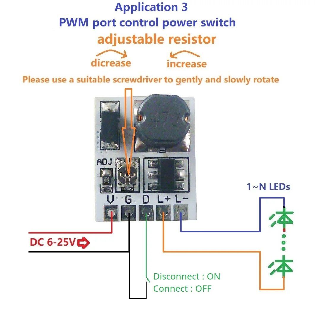 LD24AJTA 5000:1 Dimming DC 6-24V 22W Adjustable Constant Current Step-Down High Brightnes