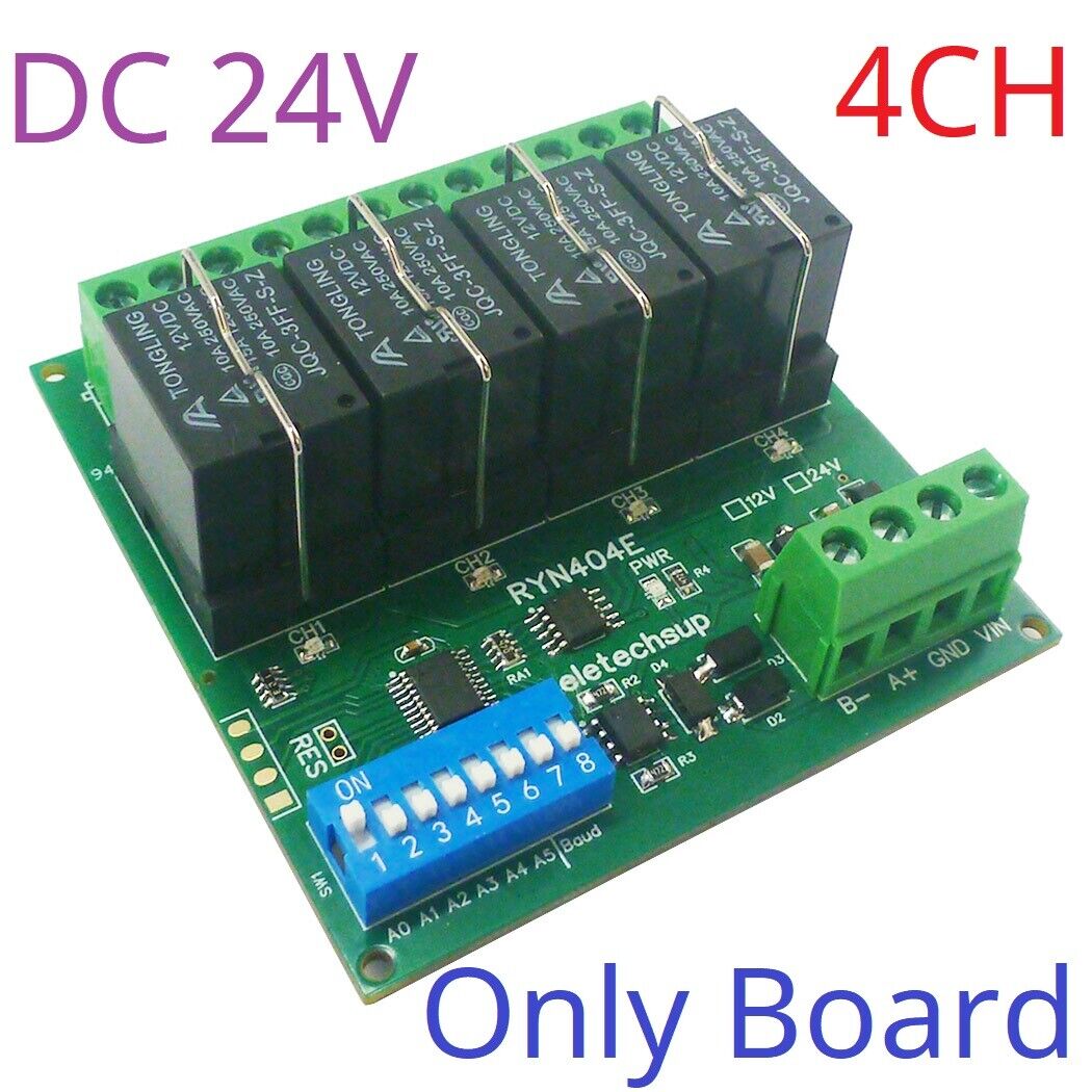 RYN408F RYN404E 4-8CH Relay Pluggable Modbus Remote IO Module Baud Rate Slave ID Dip Switch Sele
