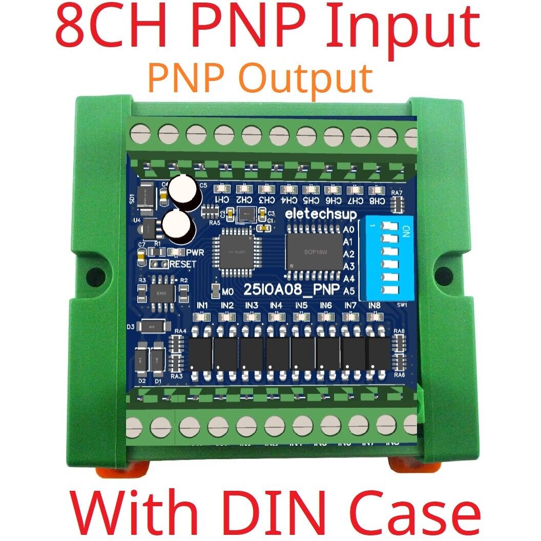 25IOA08 25IOB16 25IOC32 8-32 DI-DO PNP to PNP RS485 Modbus Rtu Remote IO Module DC 12-24V 300MA DMOS PNP