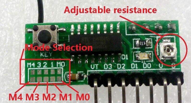 RF11A04 3-5V 433M PT2262 remote control & RF Wireless Delay Decoding module