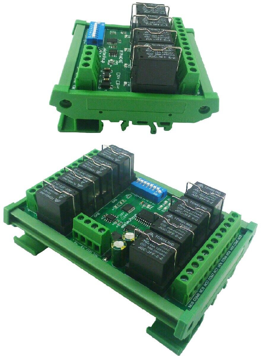 RYN408F RYN404E 4-8CH Relay Pluggable Modbus Remote IO Module Baud Rate Slave ID Dip Switch Sele