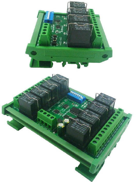 RYN408F RYN404E 4-8CH Relay Pluggable Modbus Remote IO Module Baud Rate Slave ID Dip Switch Sele