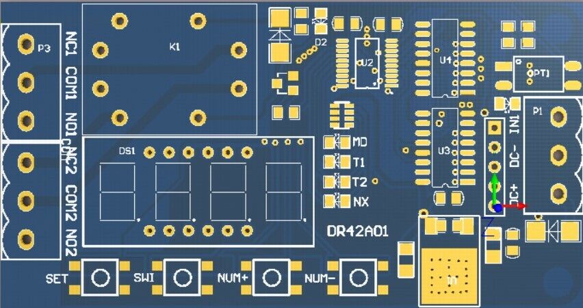 DR42A01 DC 12V DPDT Relay Cycle Timer Module Delay Time Polarity Audio Motor switching
