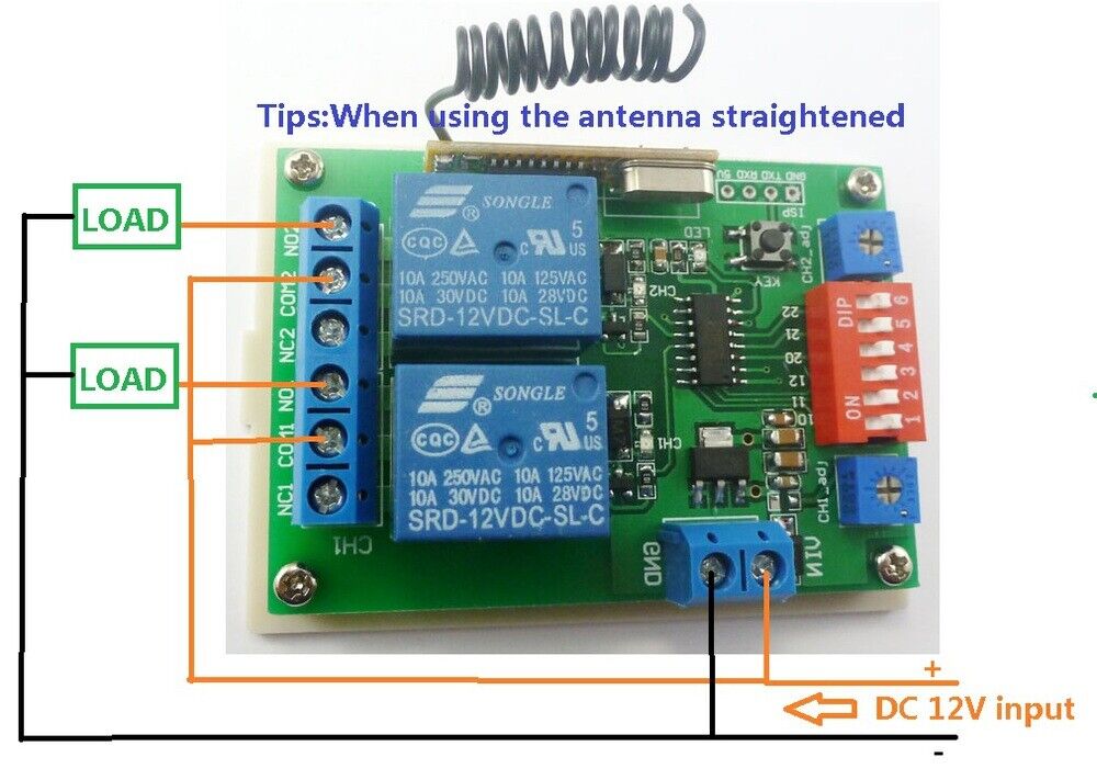 12V Wireless remote MultiFunction Momentary-Latch-Toggle-Delay Timer adjustable
