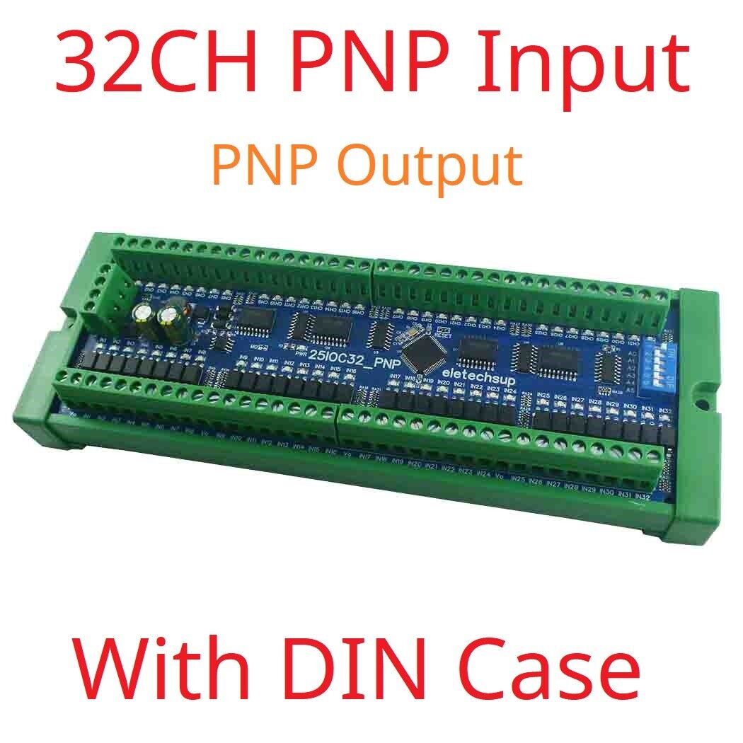 25IOA08 25IOB16 25IOC32 8-32 DI-DO PNP to PNP RS485 Modbus Rtu Remote IO Module DC 12-24V 300MA DMOS PNP