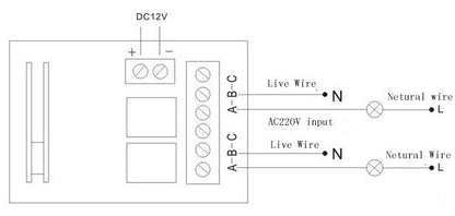 AK019 2 Switch EV1527 Encoder Keyfob 2 Ways Relay Receiver Controller 433.92MHZ DC12V