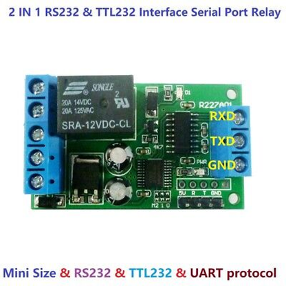 R227A01  2 IN 1 RS232 & TTL232 Serial Port Relay PC USB MCU PLC UART Switch Module Board