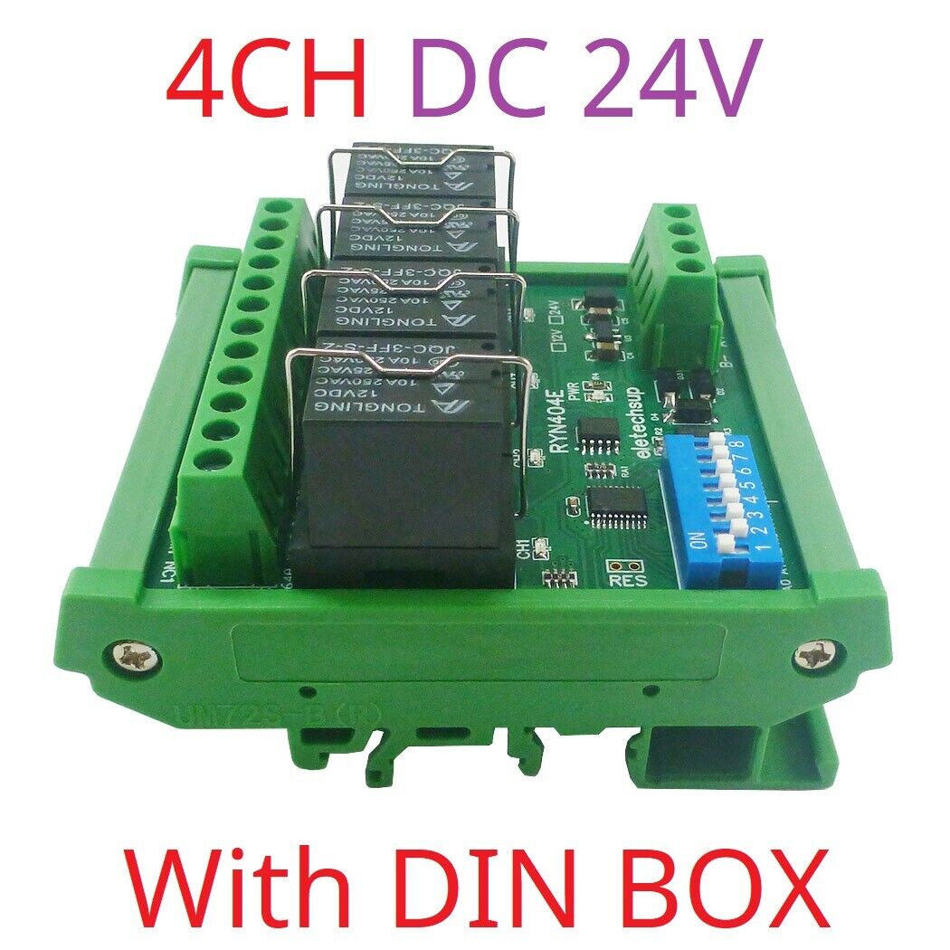 RYN408F RYN404E 4-8CH Relay Pluggable Modbus Remote IO Module Baud Rate Slave ID Dip Switch Sele