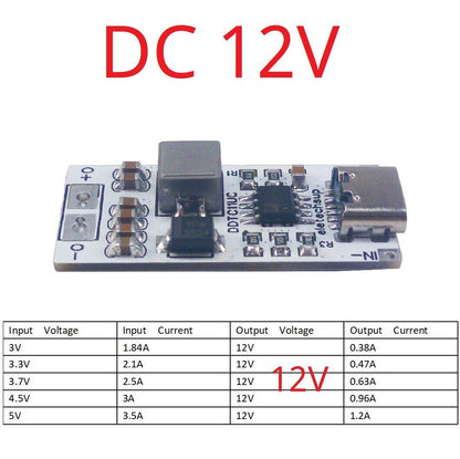 DDTC11UC 3.5A USB C TYPE-C to DC 6V 8.4V 9V 12V Step-Up DC-DC Boost Converter Power Suppl