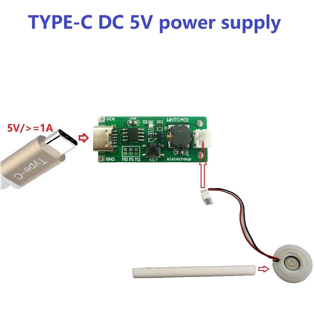 WHTCA01 TYPE-C USB Ultrasonic Atomizing Humidifier Module Fogger Mist Generator