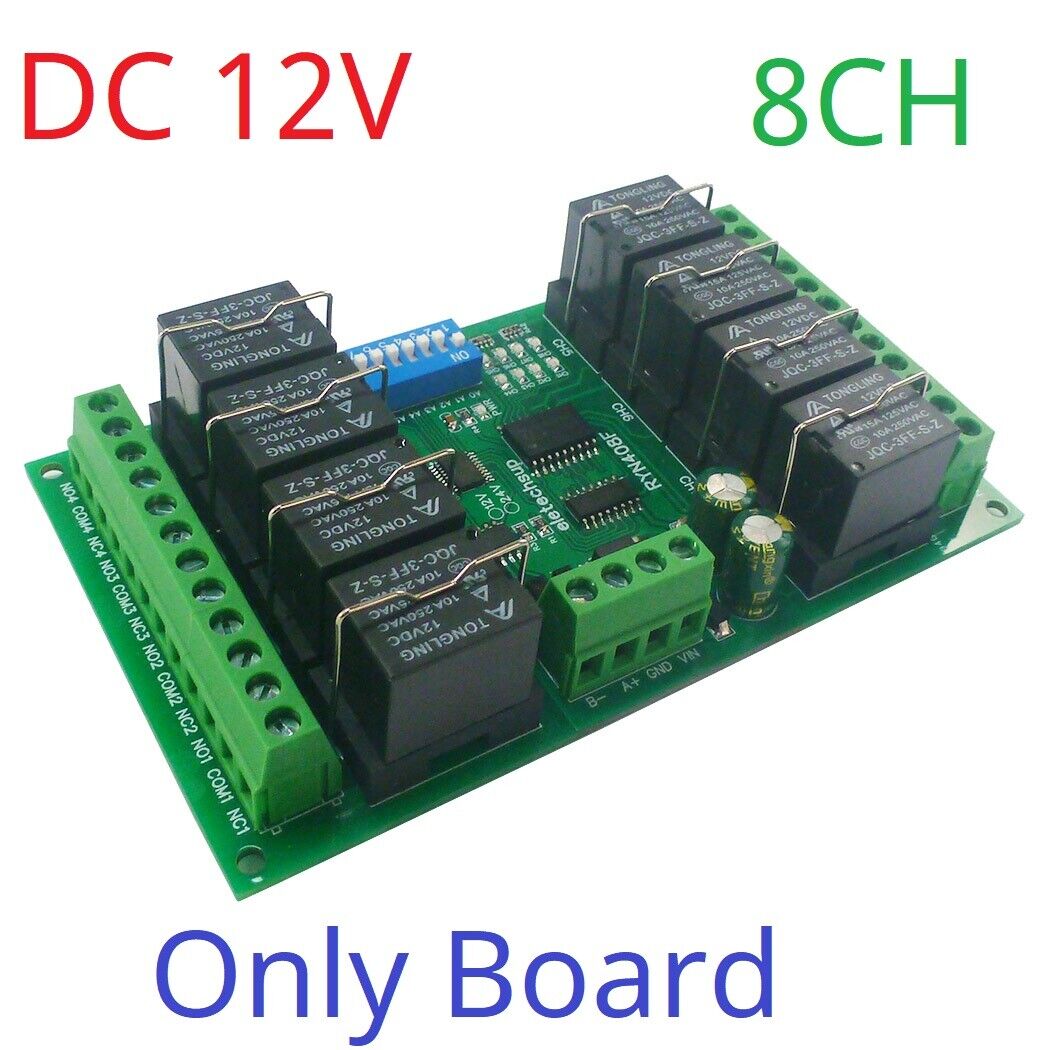 RYN408F RYN404E 4-8CH Relay Pluggable Modbus Remote IO Module Baud Rate Slave ID Dip Switch Sele