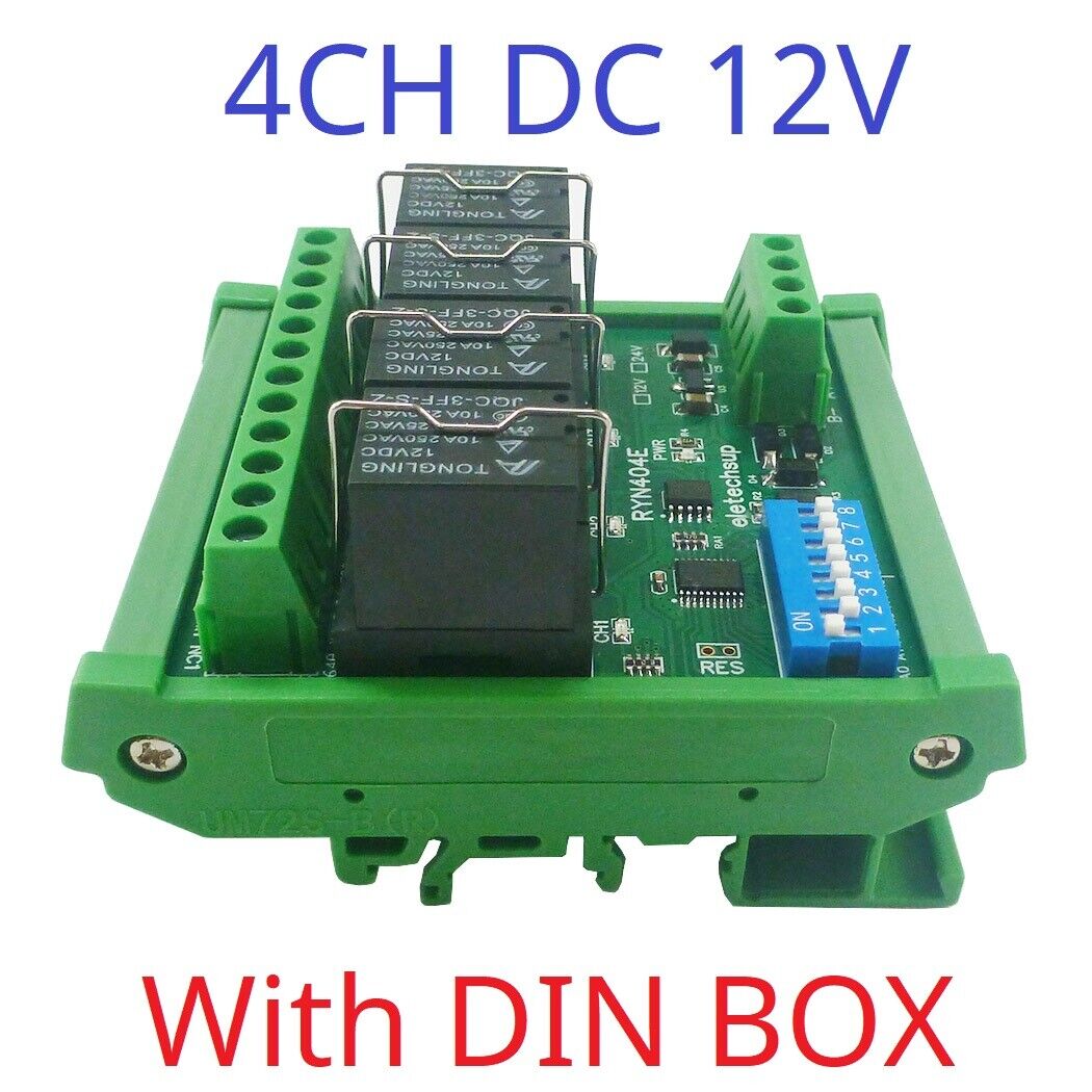 RYN408F RYN404E 4-8CH Relay Pluggable Modbus Remote IO Module Baud Rate Slave ID Dip Switch Sele