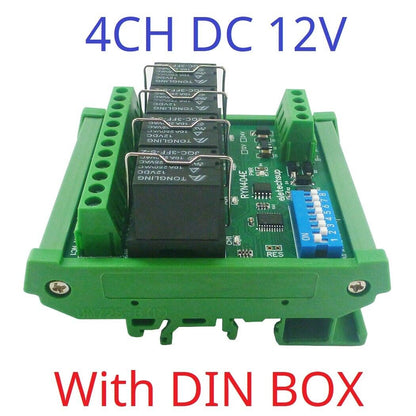 RYN408F RYN404E 4-8CH Relay Pluggable Modbus Remote IO Module Baud Rate Slave ID Dip Switch Sele