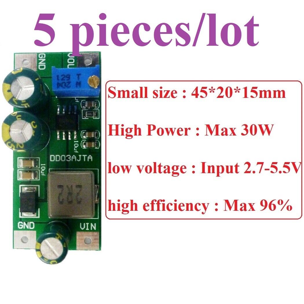DD03AJTA 6A DC 3.3V 3.7V to 5V 6V 9V 12V 15V 24V DC-DC Boost Converter Module LED IP PTZ