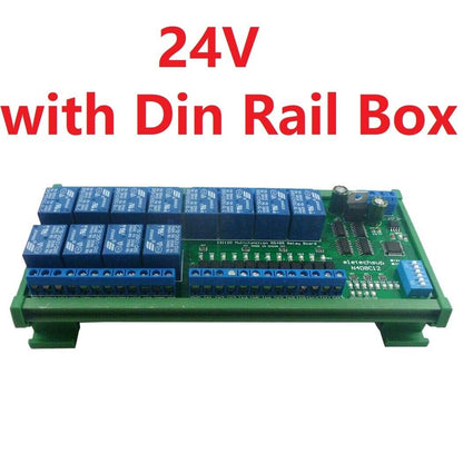 N4D8C12 12ch Digital IO UART RS485 Relay Module Modbus RTU DIN35 C45 Rail Box PLC PTZ