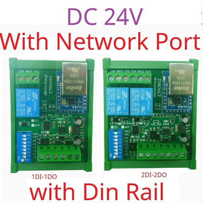 ETROA01 ETROB02 DC 12V/24V 1-2Ch DIN35 Rail RS485/Ethernet Modbus RTU Relay Board